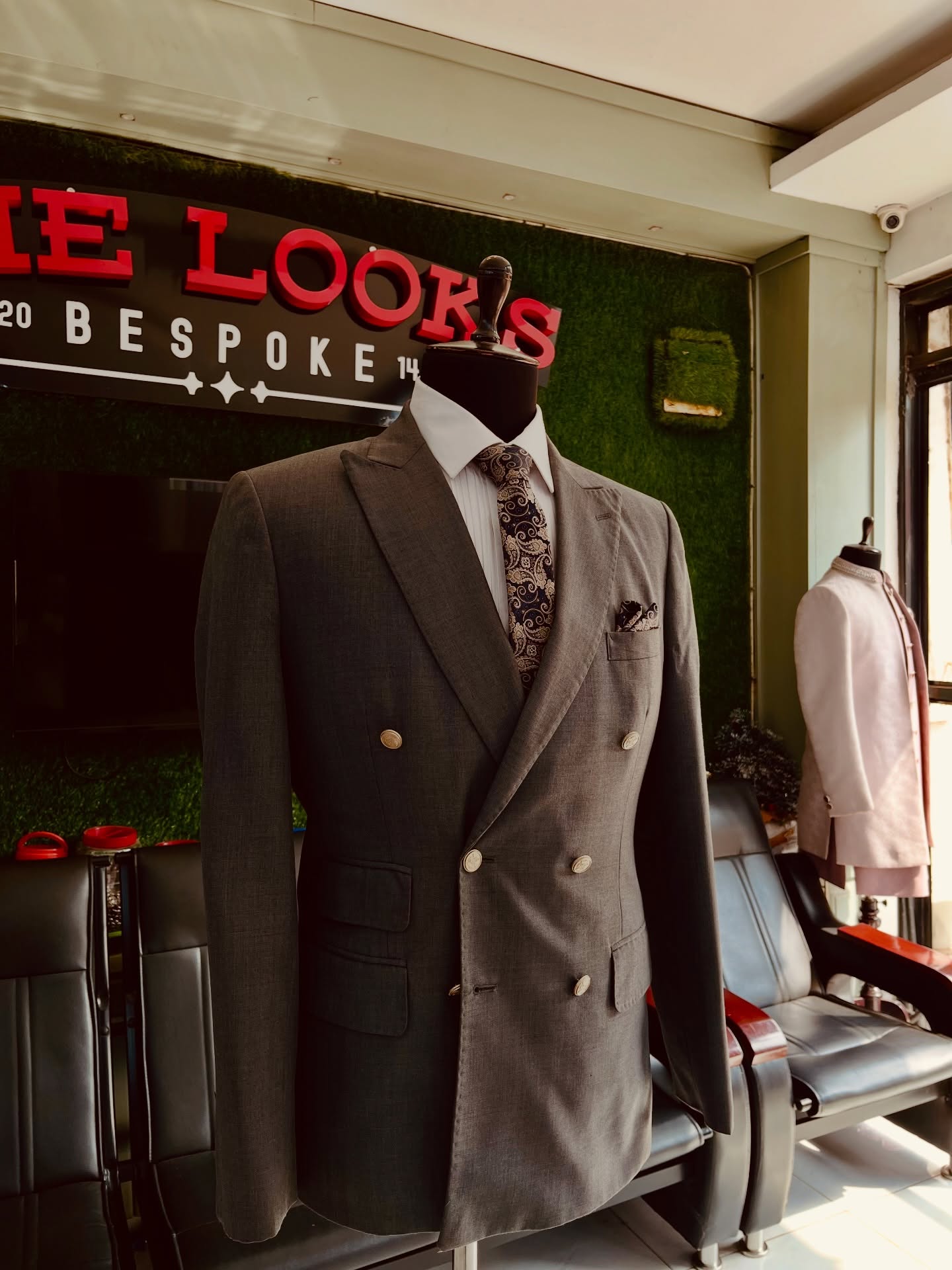 Made-to-measure jacket in The Looks Bespoke Nsambya showroom (showroom look 38)