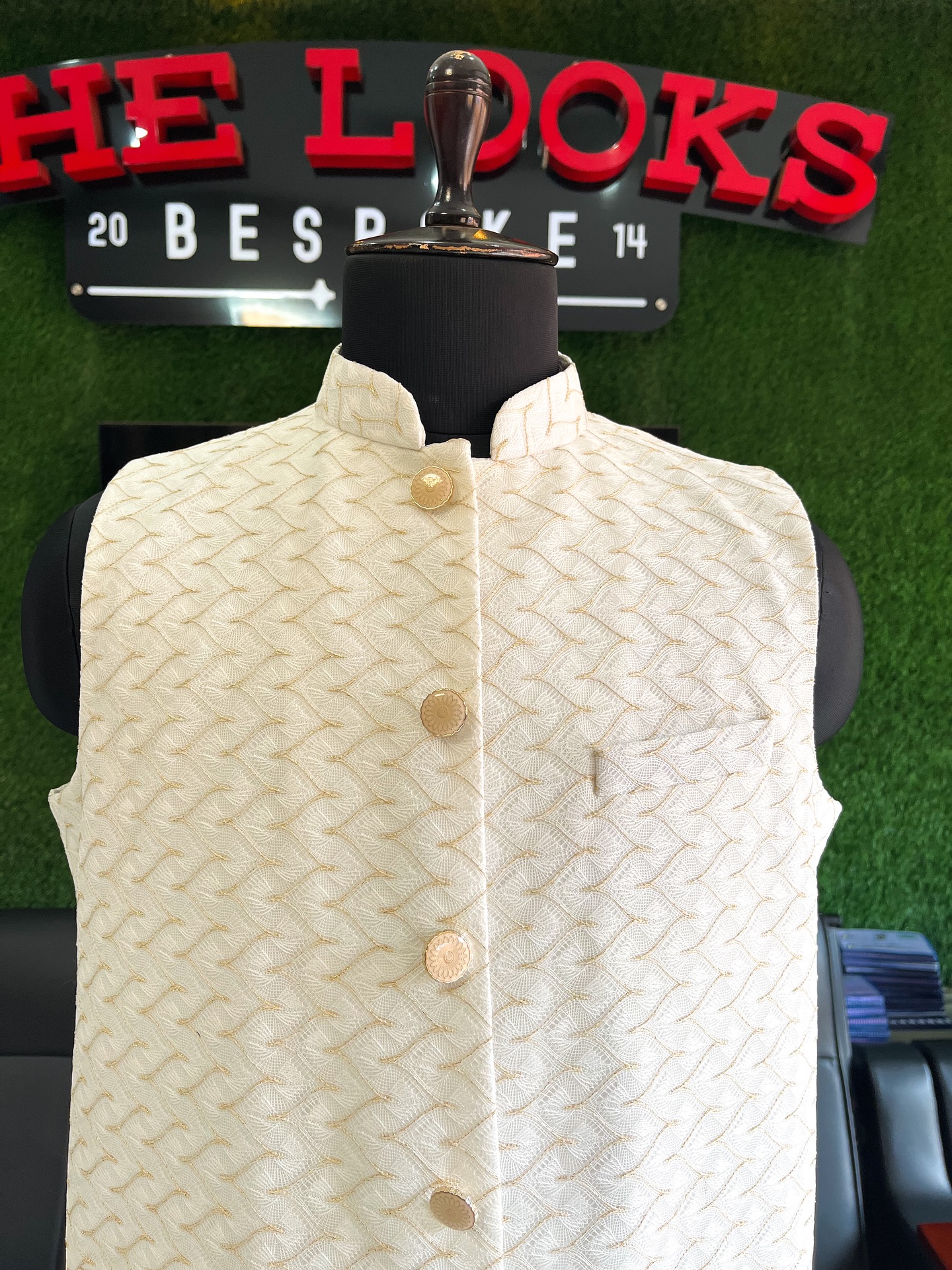 Made-to-measure jacket in The Looks Bespoke Nsambya showroom (showroom look 8)