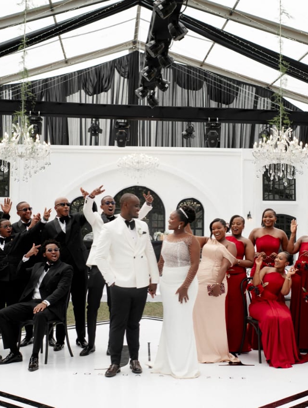 Groom and wedding party in made-to-measure suits (weddings look 160)